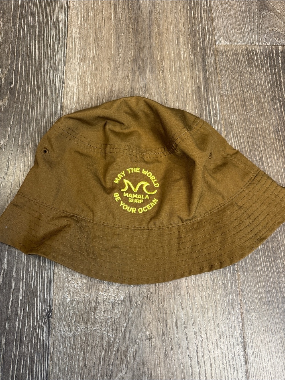 Mamala Surf Brown Bucket Hat with Yellow Logo 0777